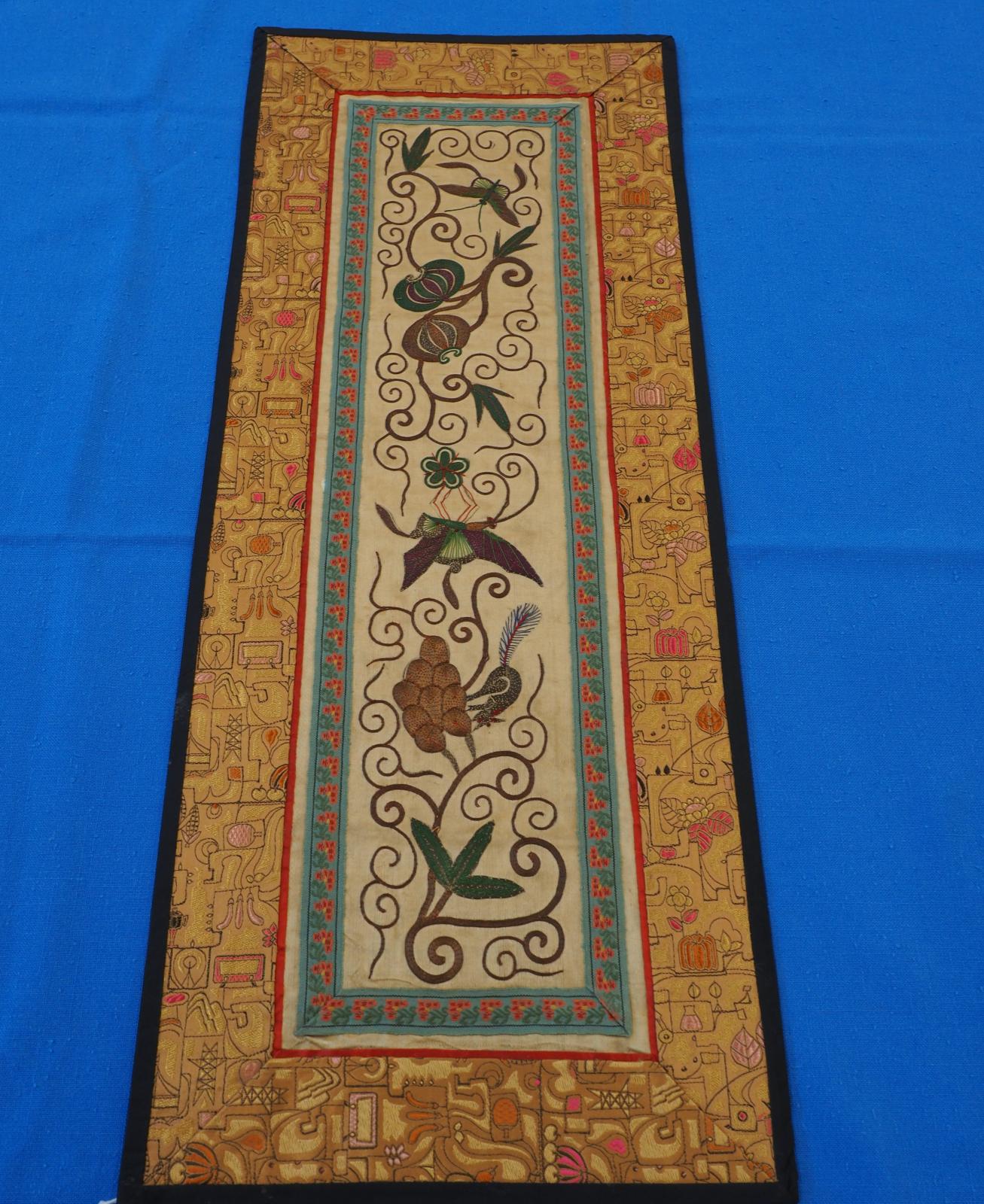 Chinese panel with silver embroidery