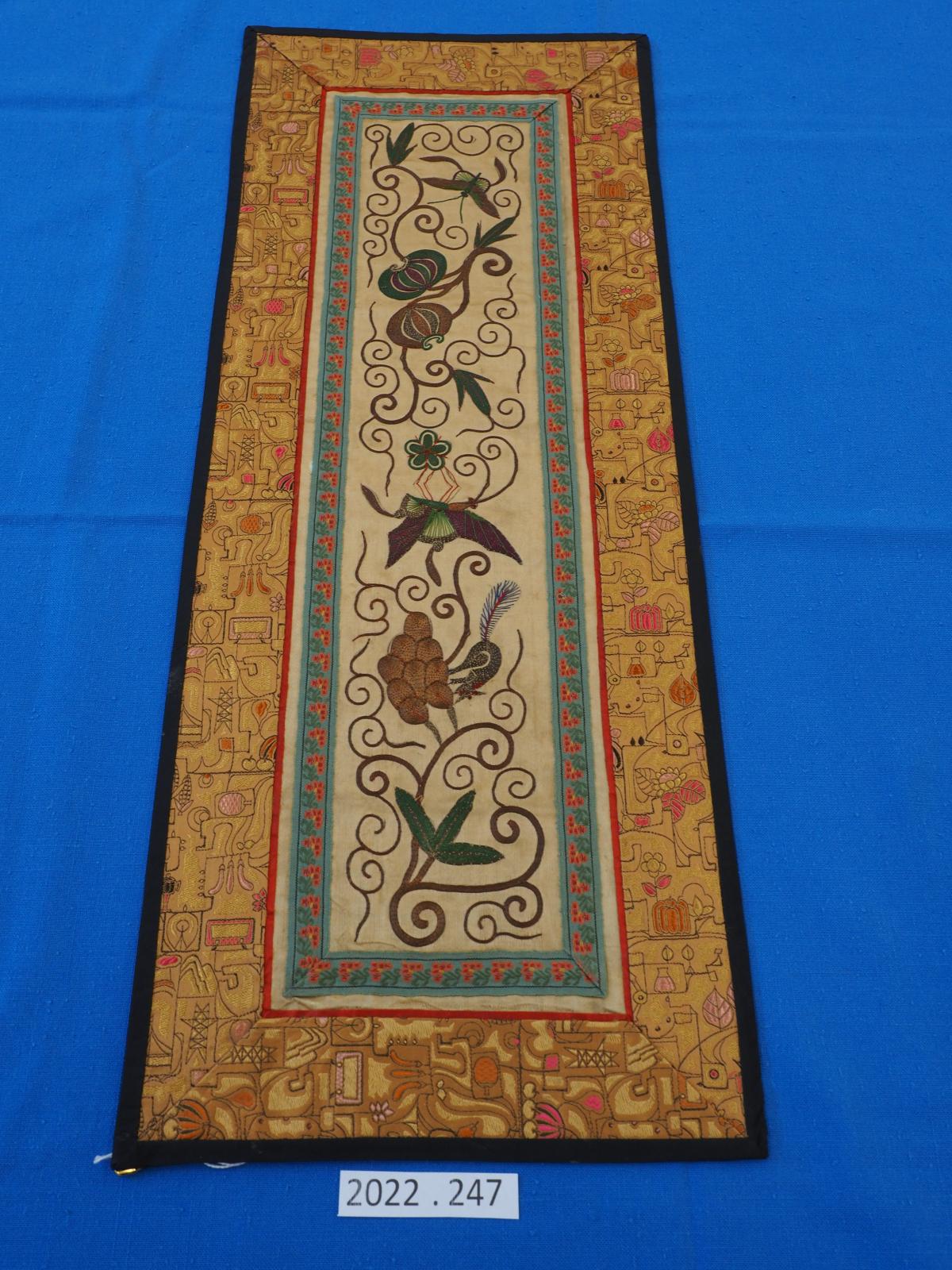 Chinese panel with silver embroidery