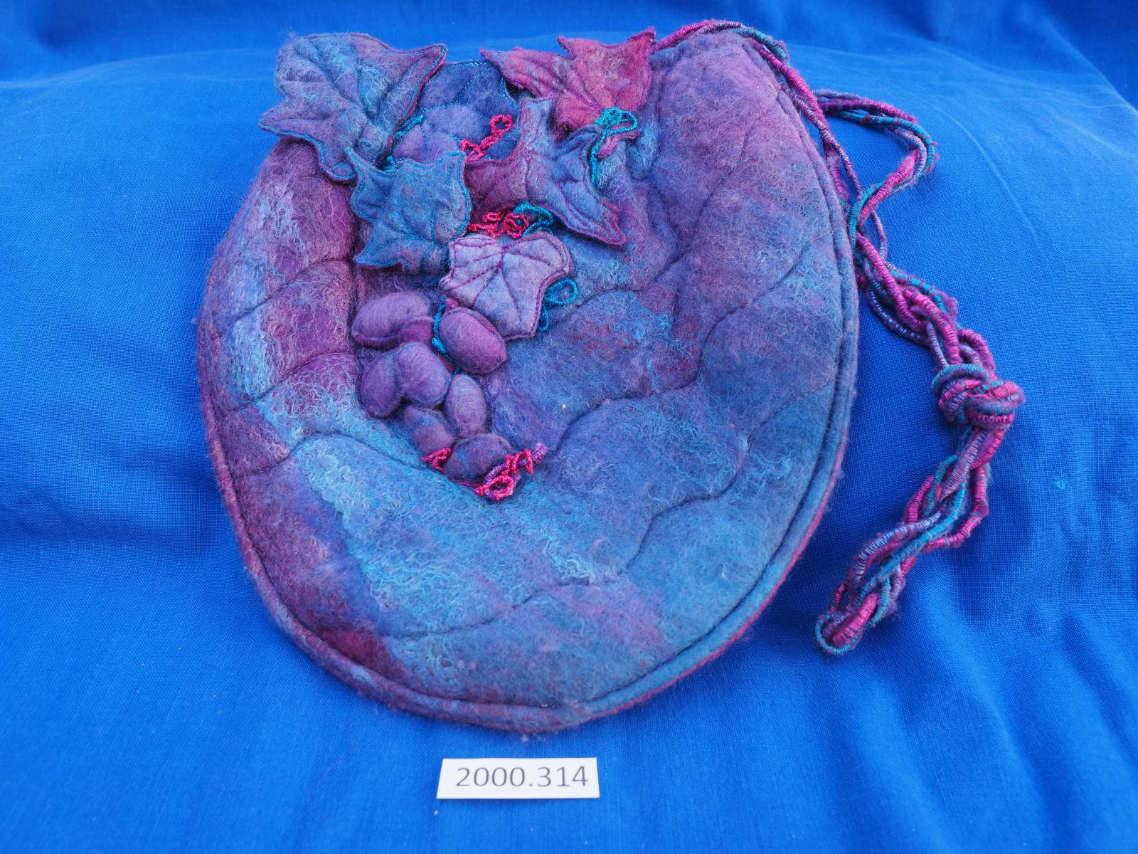 front of machine embroidered bag