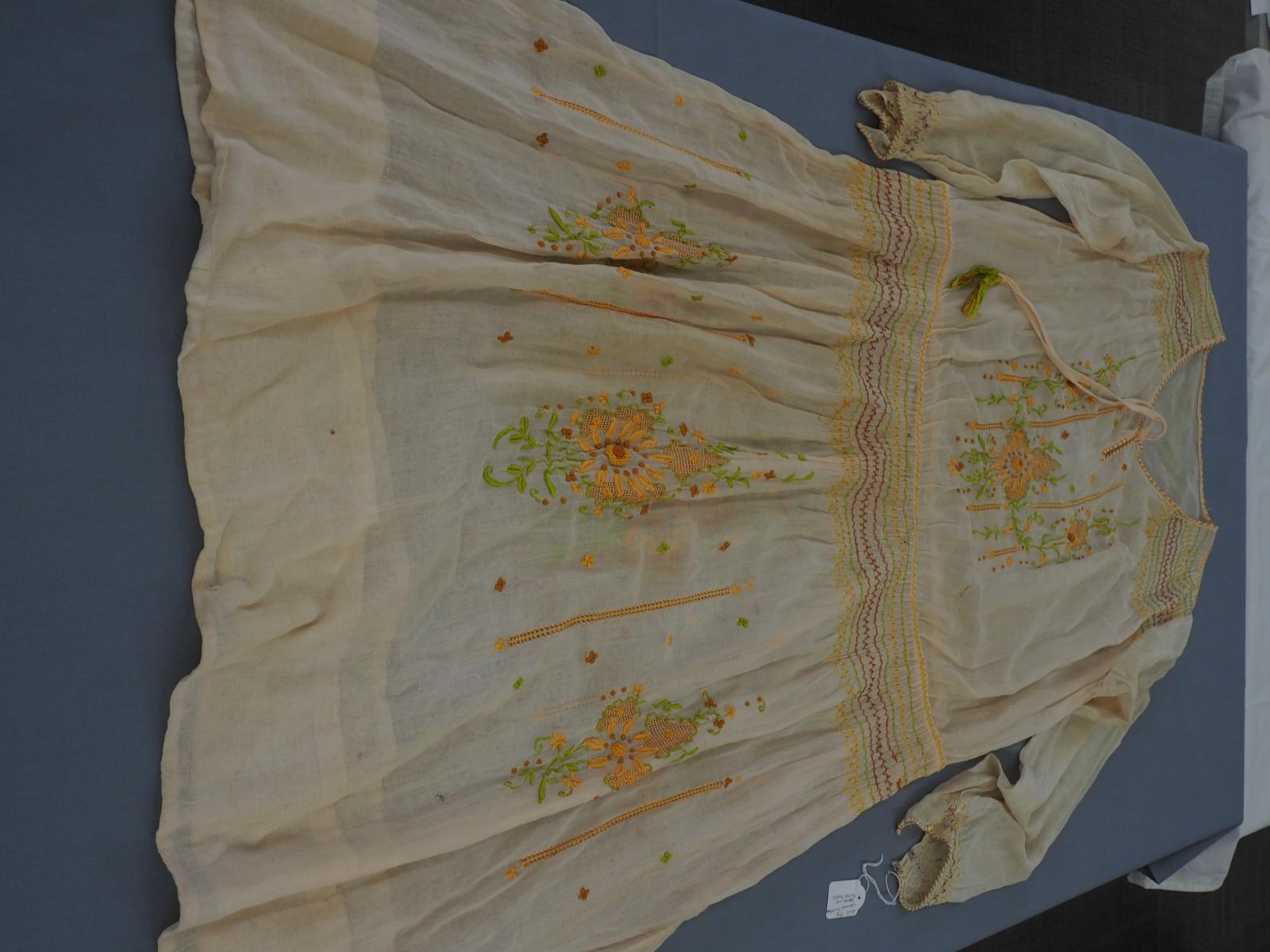 Smocked and embroidered dress