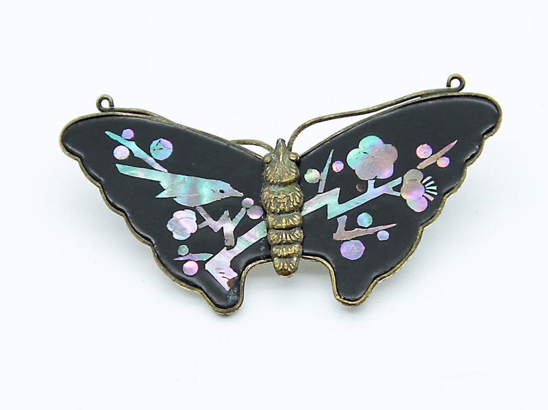 mother of pearl butterfly brooch