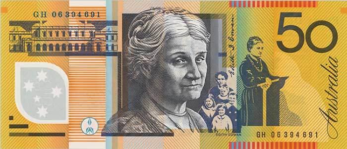 Photograph of a fifty dollar note.