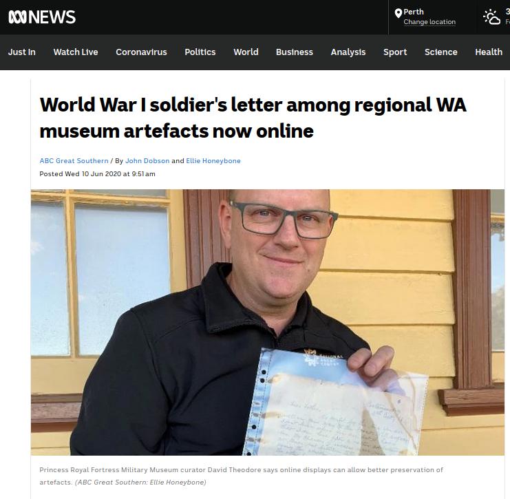 ABC news article about the launch of Collections WA