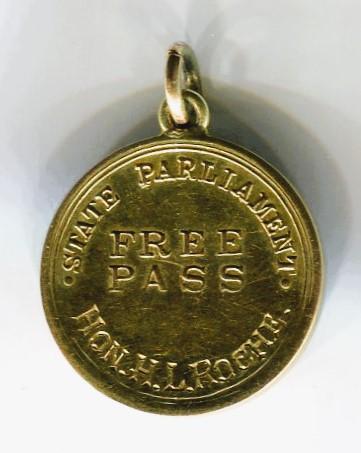 Hon H.L. Roche's Parliamentary Pass Token