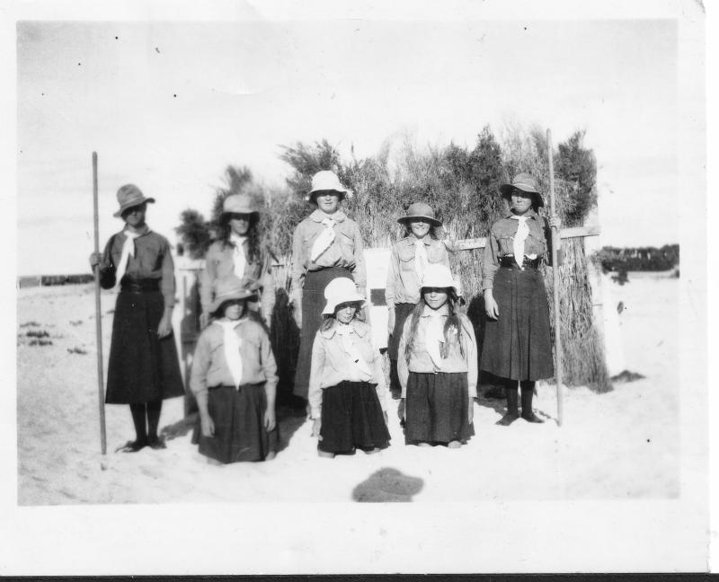 First troop of Busselton Girl Guides led by Mrs Bull (Boer War veteran)