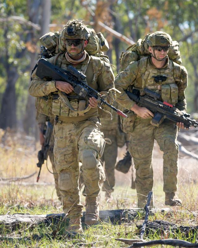 Two Australian soldiers in 2020 combat gear