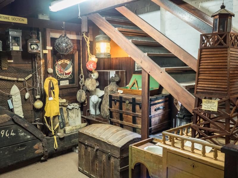 The marine room is packed to the gills with items from Busselton's rich maritime history