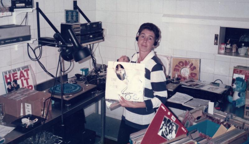 Sue Ravine as DJ and radio presenter, (c1994). Donor: Anja Ravine