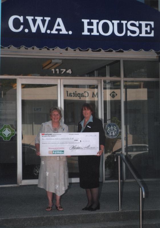 Woolworths presenting CWA with cheque for $581,000