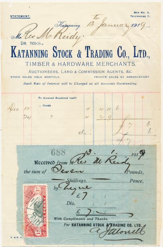 Katanning Stock & Trading Invoice and Receipt