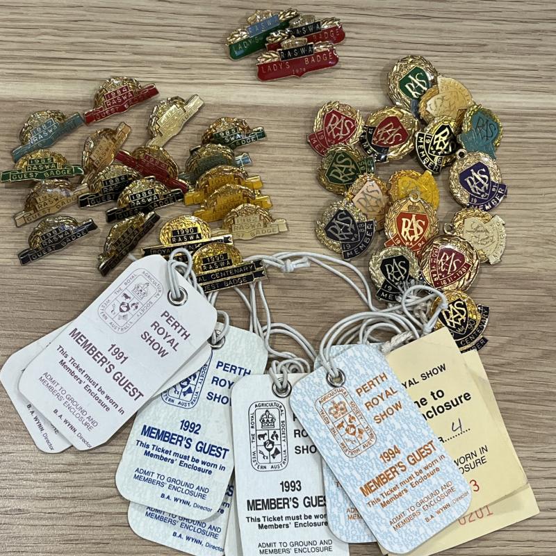 Collection of RASWA membership badges and passes