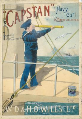 WATERCOLOUR ADVERTISMENT FOR CAPSTAN NAVY CUT TOBACCO & CIGARETTES