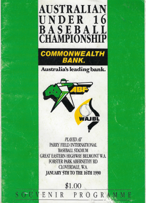Australian Under 16 Baseball Championship Programme