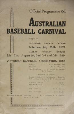 1939 Australian Baseball Carnival Official Programme