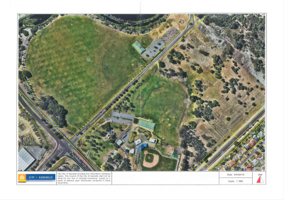 2019 aerial photograph of Baseball Park, Tom Bateman Reserve