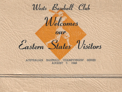 1948 Wests Baseball Club Baseballers' Dance invitation (front)