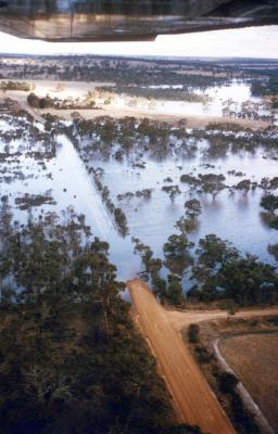 Aerial View Of Flood Water Over Wingebellup Floodway