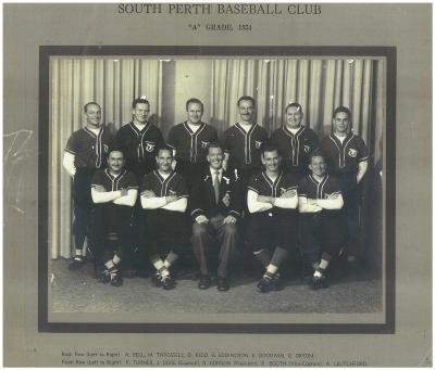 1954 South Perth Baseball Club 'A' Grade team