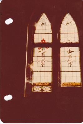 Photograph of Waldeck Memorial Windows in the Wesley Chapel, Greenough