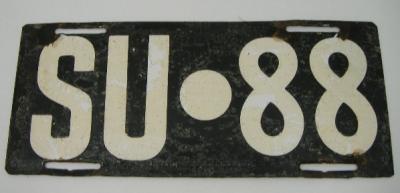 Vehicle Registration Plate SU 88