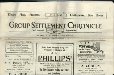 Group Settlement Chronicle, newspaper registered for transmission by post, 1923
