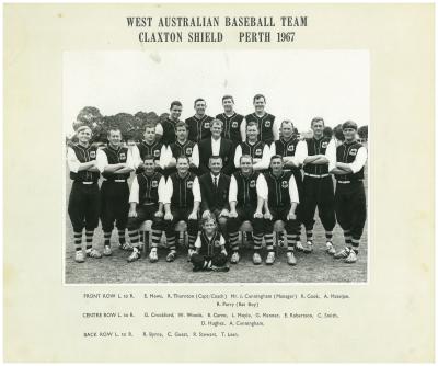 1967 West Australian Baseball Team - Claxton Shield - Perth