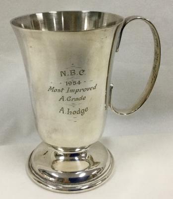 1954 Nedlands Baseball Club 'A' Grade trophy - Most Improved - A. Lodge