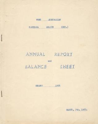 West Australian Baseball League Annual Report 1956