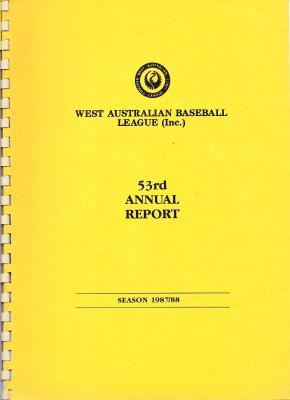 West Australian Baseball League Annual Report 1987-88