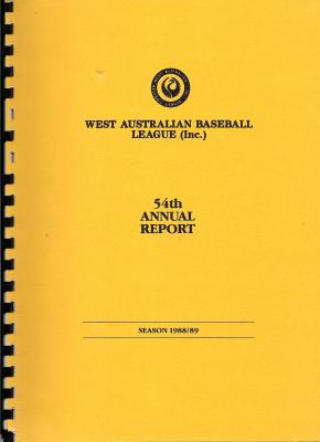 West Australian Baseball League Annual Report 1988-89