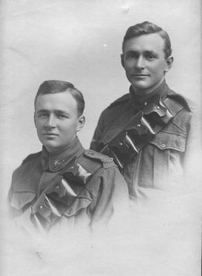 Studio portrait of two WW1 Diggers