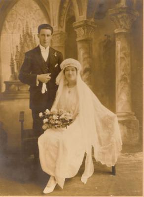 Wedding photograph of May Morrell and Harry Elphick