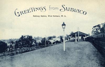 POSTCARD: 'GREETINGS FROM SUBIACO, RAILWAY STATION, WEST SUBIACO, W. A.'
