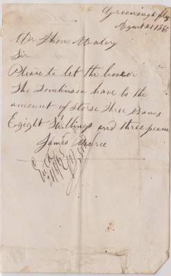 Promissory note from James Pearce