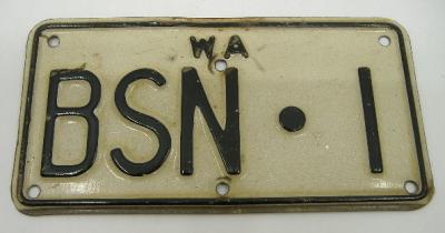 The first number plate issued after Sussex Road Board amalgamated with Busselton