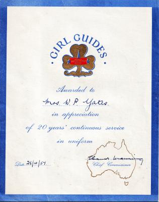 Girl Guides Certificate