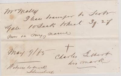 Transfer of wheat note from Charles Gilbert