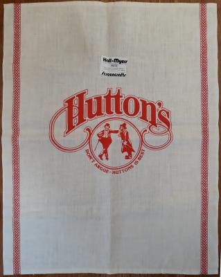 Hutton's small goods company promotional tea towel.