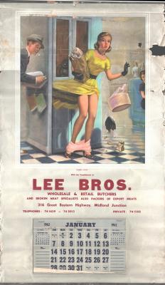 Lee Brother calendar, Midland Junction, 1962.