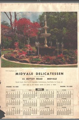 Midvale Delicatessen calendar 1971.