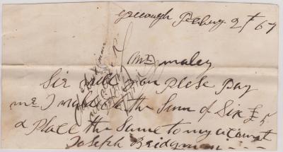 Promissory note from Joseph Bridgman