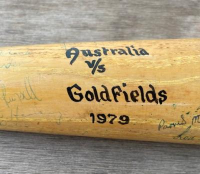 Signed baseball bat - Goldfields v. Australian Representatives 1979 exhibition game