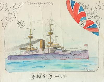 Watercolour Sketch - HMS Hannibal, 1908