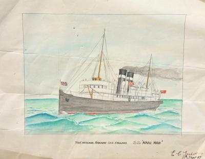 Watercolour of Ferry SS "Manxman", 1907