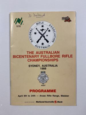 Australian Bicentenary Fullbore Rifle Championships Programme 