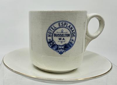 Customised Cup & Saucer - "Hotel Esplanade" Busselton