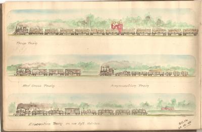 Railway Operating Division - World War 1, Watercolour Sketch, GARBETT, 1918