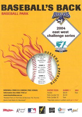 'Baseball's Back' poster - 2004 opening of Baseball Park, Thornlie