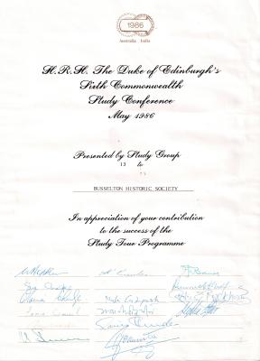 Certificate - HRH The Duke of Edinburgh's Sith Commonwealth Study Conference May 1986