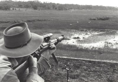 WA team member aiming at a target